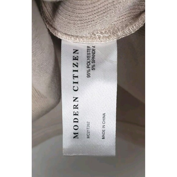 MODERN CITIZEN Blouse Top Large Cap Shoulder Pad Sleeves Ribbed Beige Minimalist - Picture 4 of 4